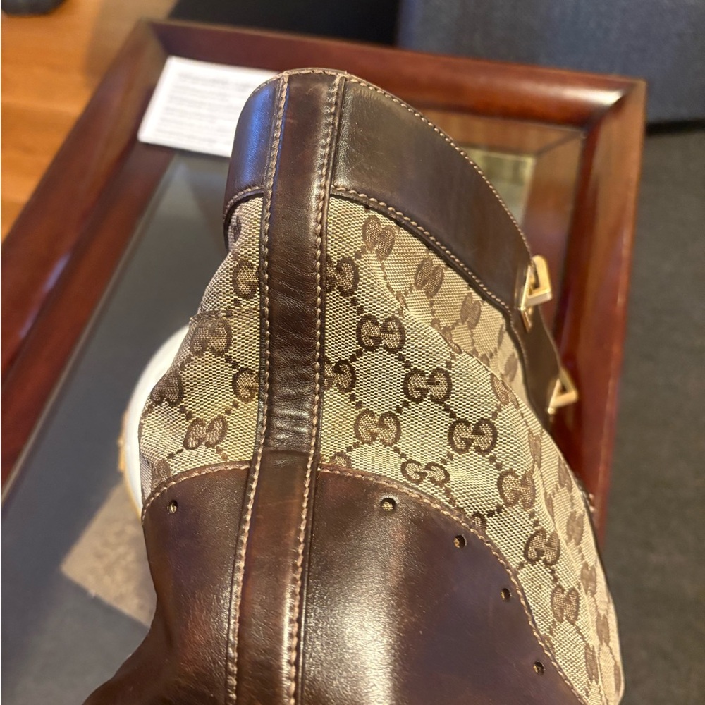 Vintage Genuine Gucci tote , iconic monogram Tan / Brown canvas and leather. - Picture 8 of 14